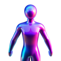 dramatic minimalist Iridescent Humanoid Figure 3D Render of a Colorful, Shiny, Abstract Person high quality png