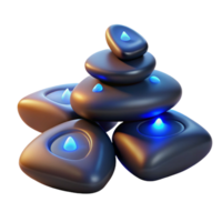 serene artistic Glowing Stones Abstract 3D Render of Stacked Rocks with Inner Lights original png