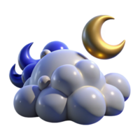 serene contemporary Dreamy Cloud and Crescent Moon 3D Render authentic png