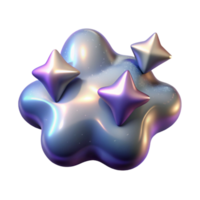 beautiful artistic Iridescent Blob with Stars Abstract 3D Render high quality png