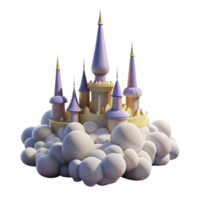 serene minimalist Fairytale Castle in the Clouds A Dreamlike 3D Render high quality png