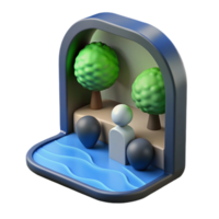 extraordinary creative 3D Render Person Relaxing by Water with Trees original png