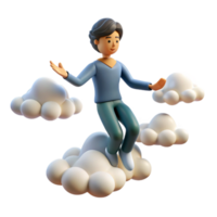 stunning classic 3D Render Person Joyfully Floating on Clouds high resolution png