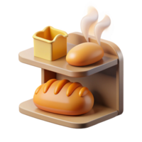 elegant rustic Bakery Shelf with Bread and Pastry detailed png