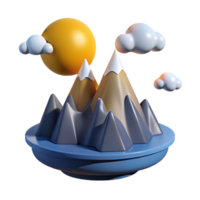 extraordinary contemporary Sunny Day, Mountain Range, 3D Render professional png