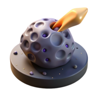 magnificent abstract Celestial Body Impact 3D Render of Cratered Moon and Projectile premium png