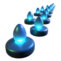 extraordinary classic Glowing Egg Objects in a Row 3D Render premium png