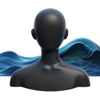 serene classic Abstract Mannequin and Ocean Waves 3D Render high quality png