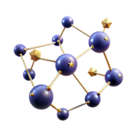 elegant minimalist Abstract 3D Molecular Structure Network of Spheres and Geometric Shapes professional png
