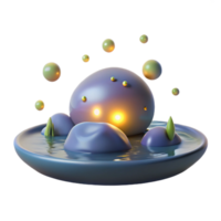 serene modern Glowing Orb in Serene Waterscape 3D Render professional png
