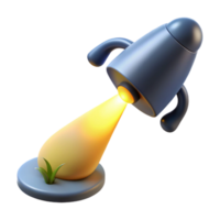 stunning minimalist 3D Render Illuminated Rocket Lamp with Grass 4K png