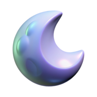elegant minimalist Crescent Moon 3D Render Iridescent, Smooth, Celestial high resolution png