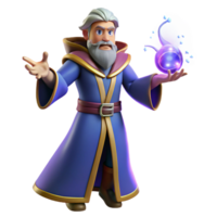 3D Render Wizard with Magic Orb png