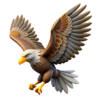 Cartoon Bald Eagle 3D Render png