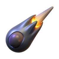 3D Comet Illustration, Fiery Trail png