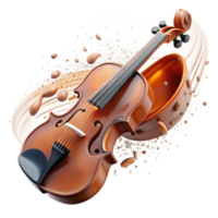 Violin 3D Render with Chocolate Abstract Background png