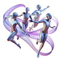 Dynamic 3D Render of Leaping Figures png