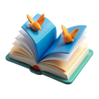 Open Book 3D Illustration with Birds png