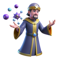 3D Wizard with Molecular Structure Illustration png
