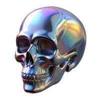 Iridescent Chrome Skull 3D Render png