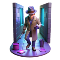 3D Cartoon Detective Night Alley png