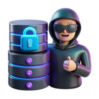 3D Illustration Secure Database Hacker png