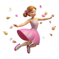 Joyful 3D Girl Dancing with Petals png