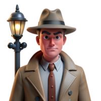 3D Cartoon Detective Illustration png