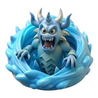 3D Render Ice Monster Illustration png