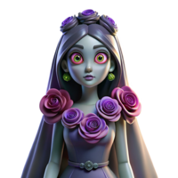 3D Render Gothic Bride Illustration png