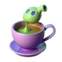 3d render desenho animado xícara de chá png