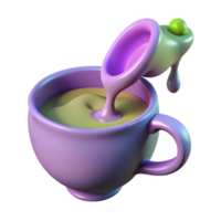 3D Render of Matcha Latte Pouring png
