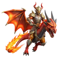 Fiery Dragon Rider 3D Illustration png