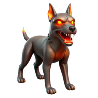 Fiery Canine 3D Render png
