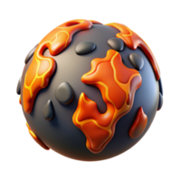 3D Lava Planet Illustration png
