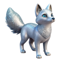 Cute Silver Fox 3D Render png