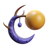 3D Render Purple Crescent Moon with Sphere png