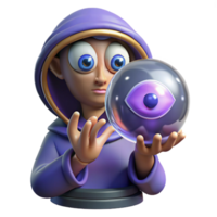 3D Render Wizard with Crystal Ball png