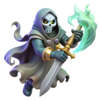 3D Render Skeleton Mage with Sword png
