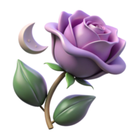 3D Render Purple Rose with Crescent Moon png