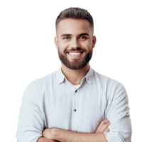Smiling man with beard on transparent background png