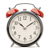 Black and red alarm clock on transparent background png