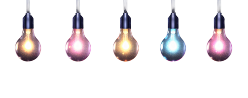 Glowing light bulbs on Transparent Background png