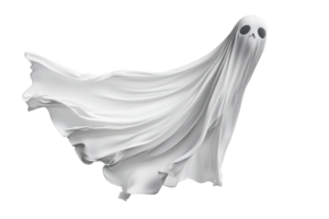 Ghost figure in flowing white sheet on transparent background png