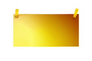 Gold gradient note paper with tape on transparent background png