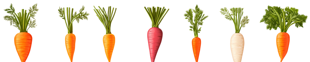 Carrots and parsnip vegetable collection on transparent background png