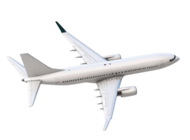 White passenger airplane on transparent background png