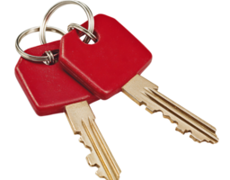 Red keys on ring isolated on transparent background png