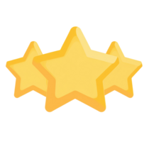Golden stars three pointed shape on transparent background png