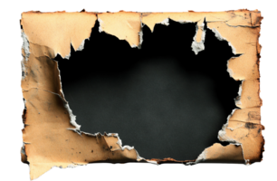 Torn paper frame with irregular edges on transparent background png